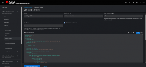 AAP Instance Group Create